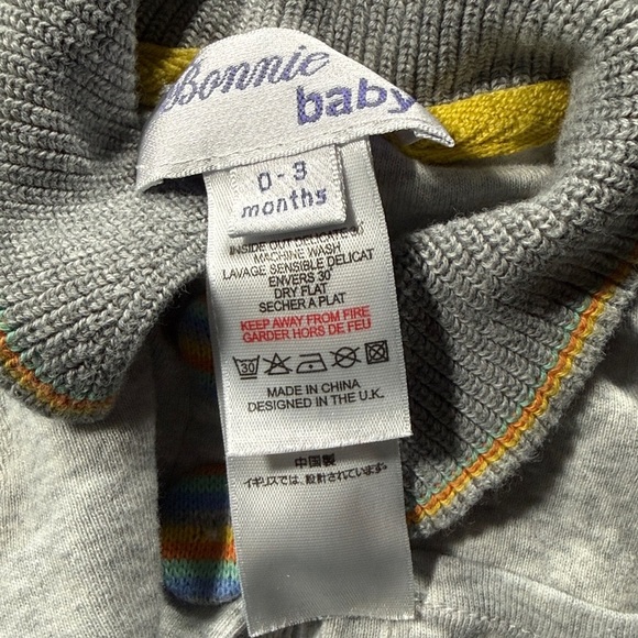 4/$20 Bonnie Baby Gray Onesie with Collar - Picture 4 of 4